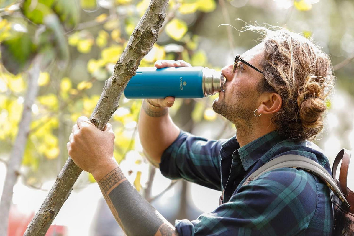 Thermoskanne 1l Edelstahl Auslaufsicher Trinkflasche Trinkbecher