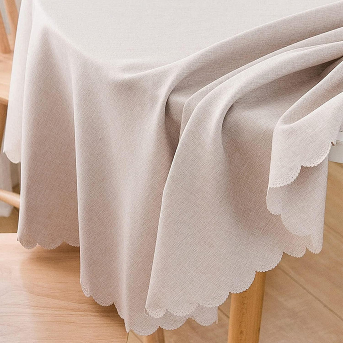Runde wasserdichte Tischdecke 160cm – Beige, Fleckresistent & Abwaschbar
