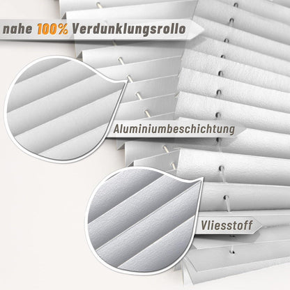 Verdunkelungsplissee ohne Bohren Klemmfix Weiß 80x220 cm Thermo Sichtschutz