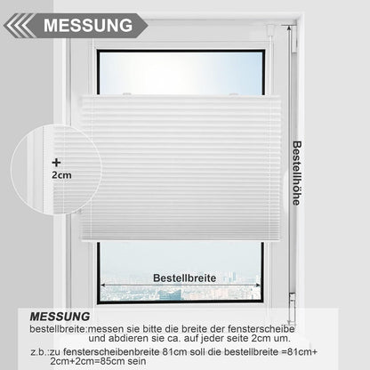 Verdunkelungsplissee ohne Bohren Klemmfix Weiß 80x220 cm Thermo Sichtschutz