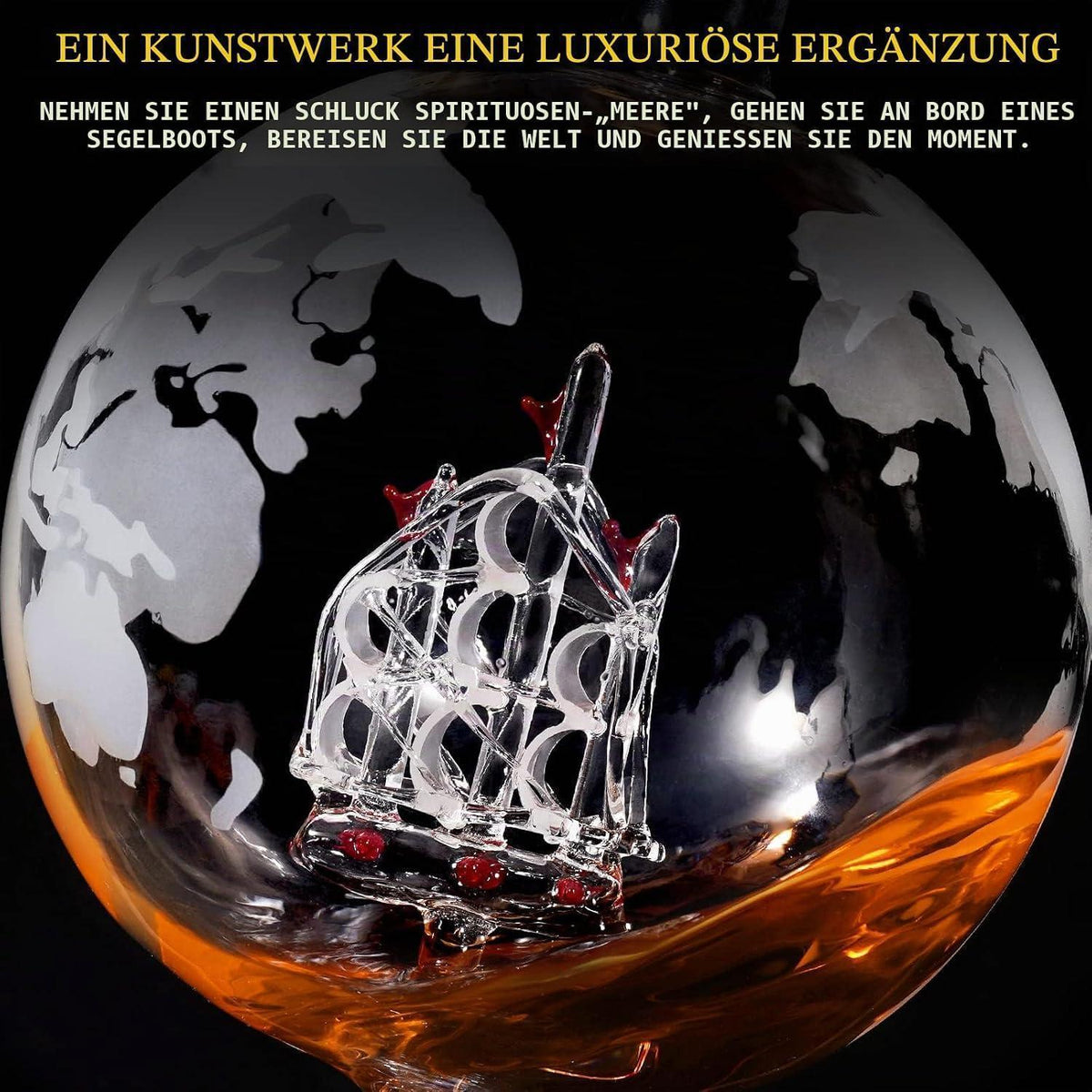 Globus Whiskey Dekanter Set mit Gläsern & Kugelsteinen