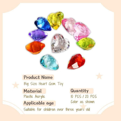 Große 4cm Kinder Herz Acryl Edelstein Spielzeug 10er Set