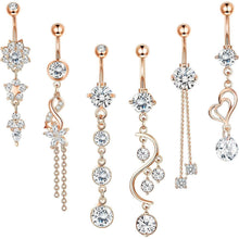 Bauchnabelpiercing Set 6 Stück 14G Chirurgenstahl Roségold Zirkonia Dangle