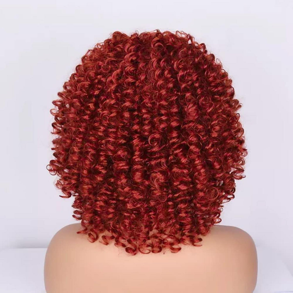 Rote Afro Locken Perücke mit Pony – Kurz & Natürlich