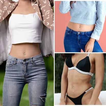 Bauchnabelpiercing Set 6 Stück 14G Chirurgenstahl mit Zirkonia Gold