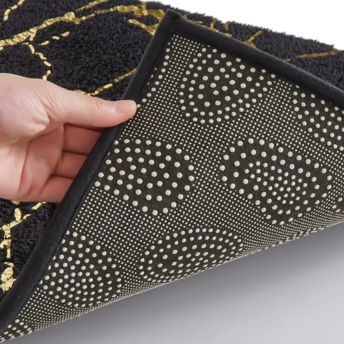 Rutschfeste Badematte Schwarz Gold | Mikrofaser Teppich 40x60 cm