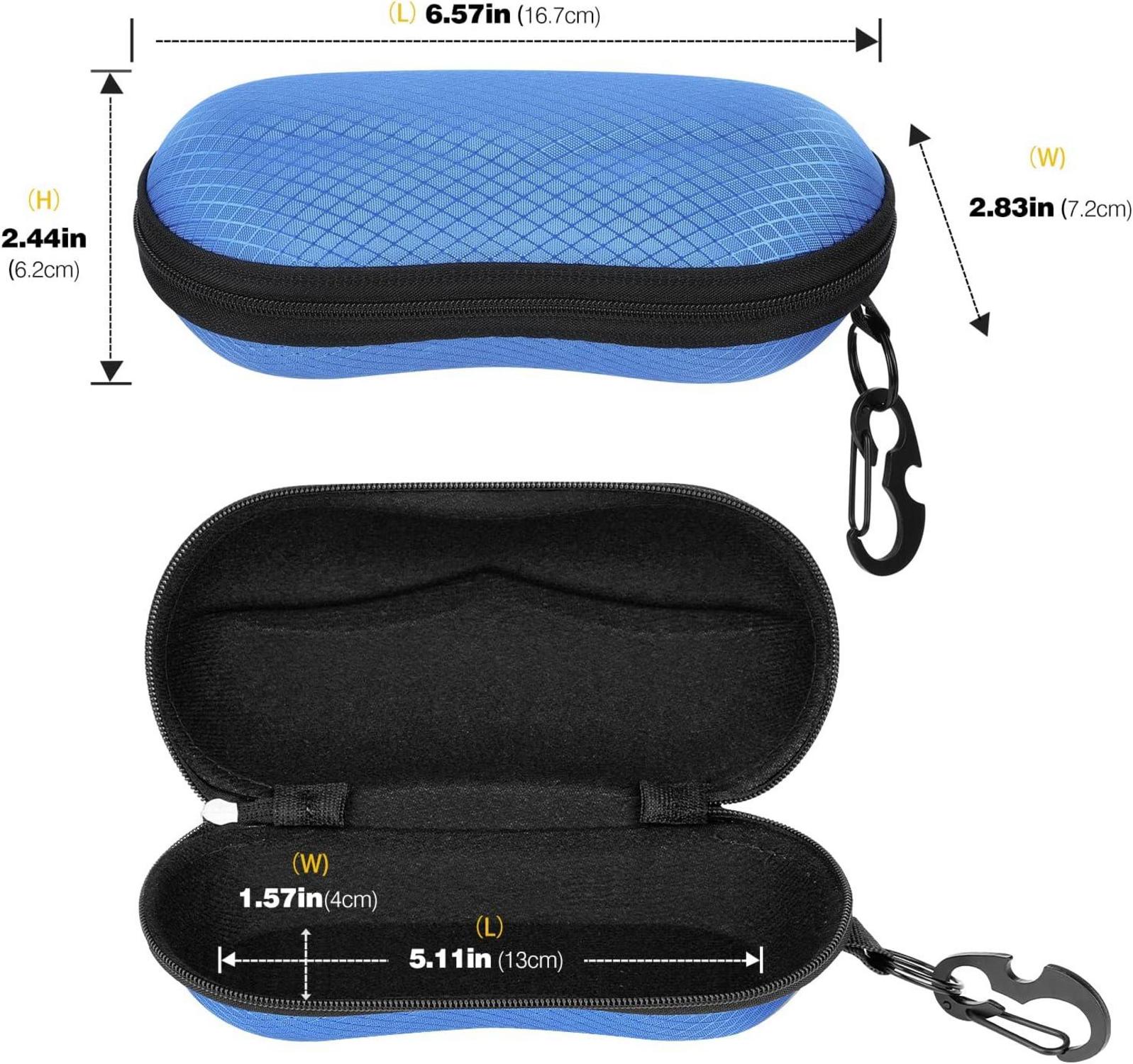 Brillenetui Halbhart Case Metallhaken Mini Schraubendreher Blau