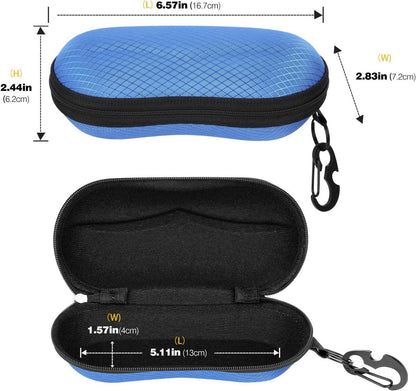 Brillenetui Halbhart Case Metallhaken Mini Schraubendreher Blau