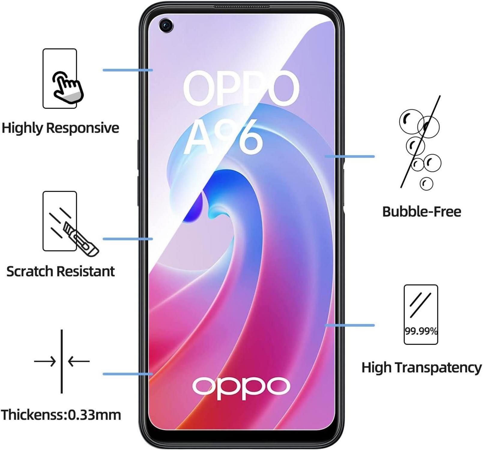 Panzer Schutz Glas Oppo A96 4G A36 3 Stück 9H Härte 0.33mm