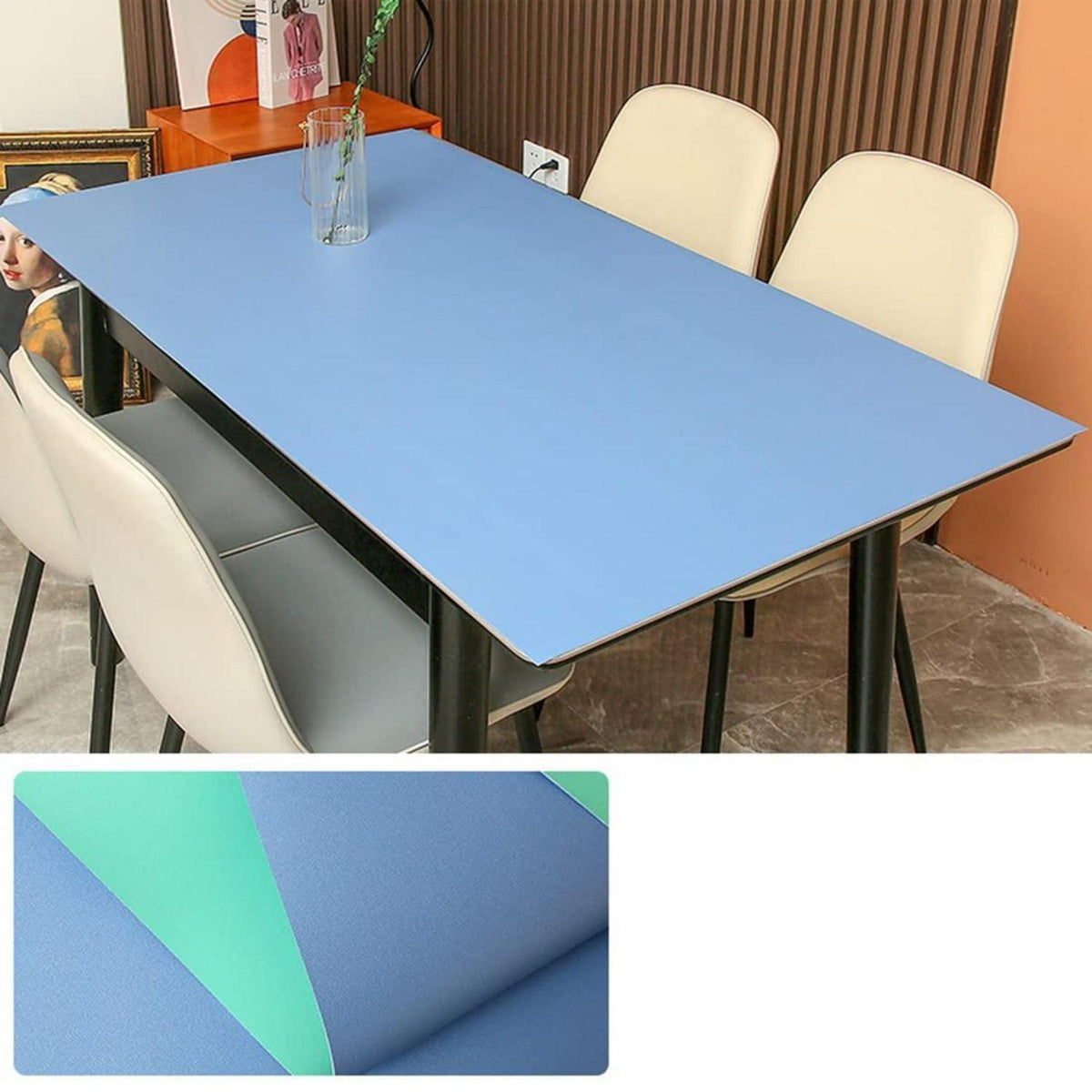 PU Tischdecke Wasserdicht Blaugrün 90x180cm Rechteck