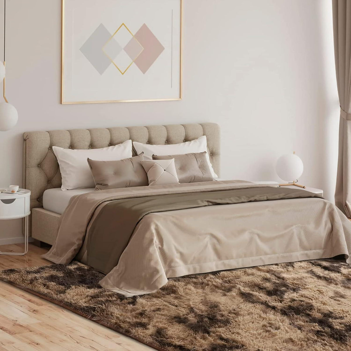 Weicher Hochflor Shaggy Teppich 120x160 cm Braun