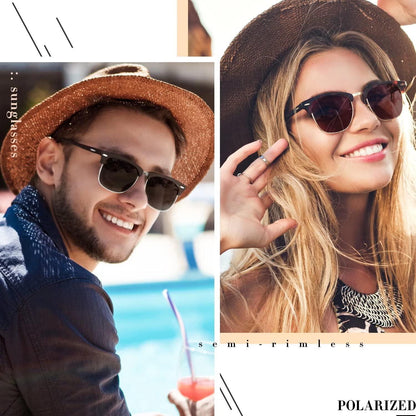 LINVO Polarisierte Retro Sonnenbrille Herren Damen UV400