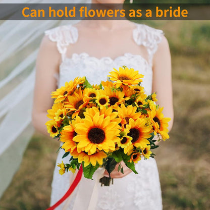Künstliche Sonnenblumensträuße Seidenblumen Deko Balkon Hochzeit 52 Blumen【4