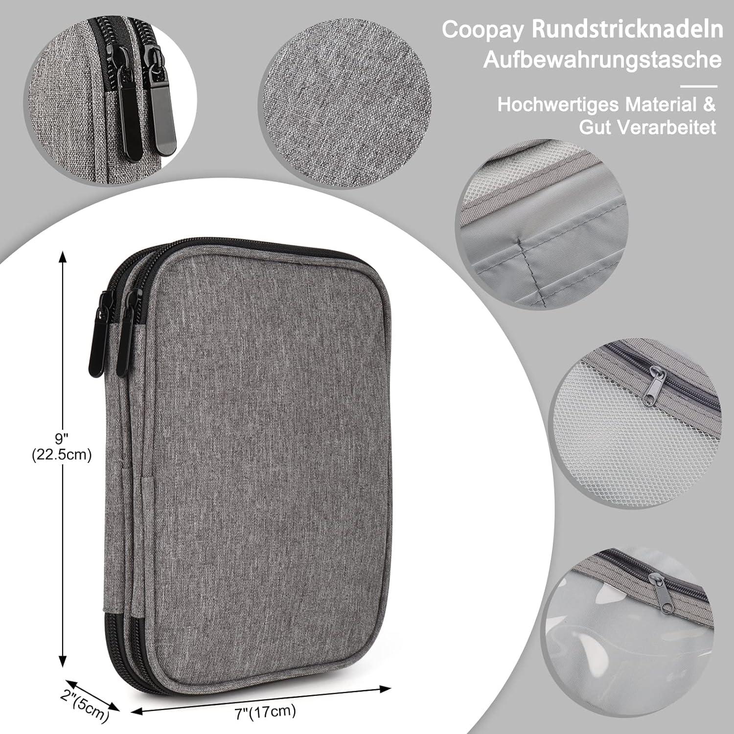 Edelstahl Rundstricknadel Set 9 Stück 80 cm Tasche Häkelzubehör 2,5-10 mm