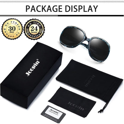 Übergroße Damen Sonnenbrille polarisiert UV400 Leopardblau/Schwarz