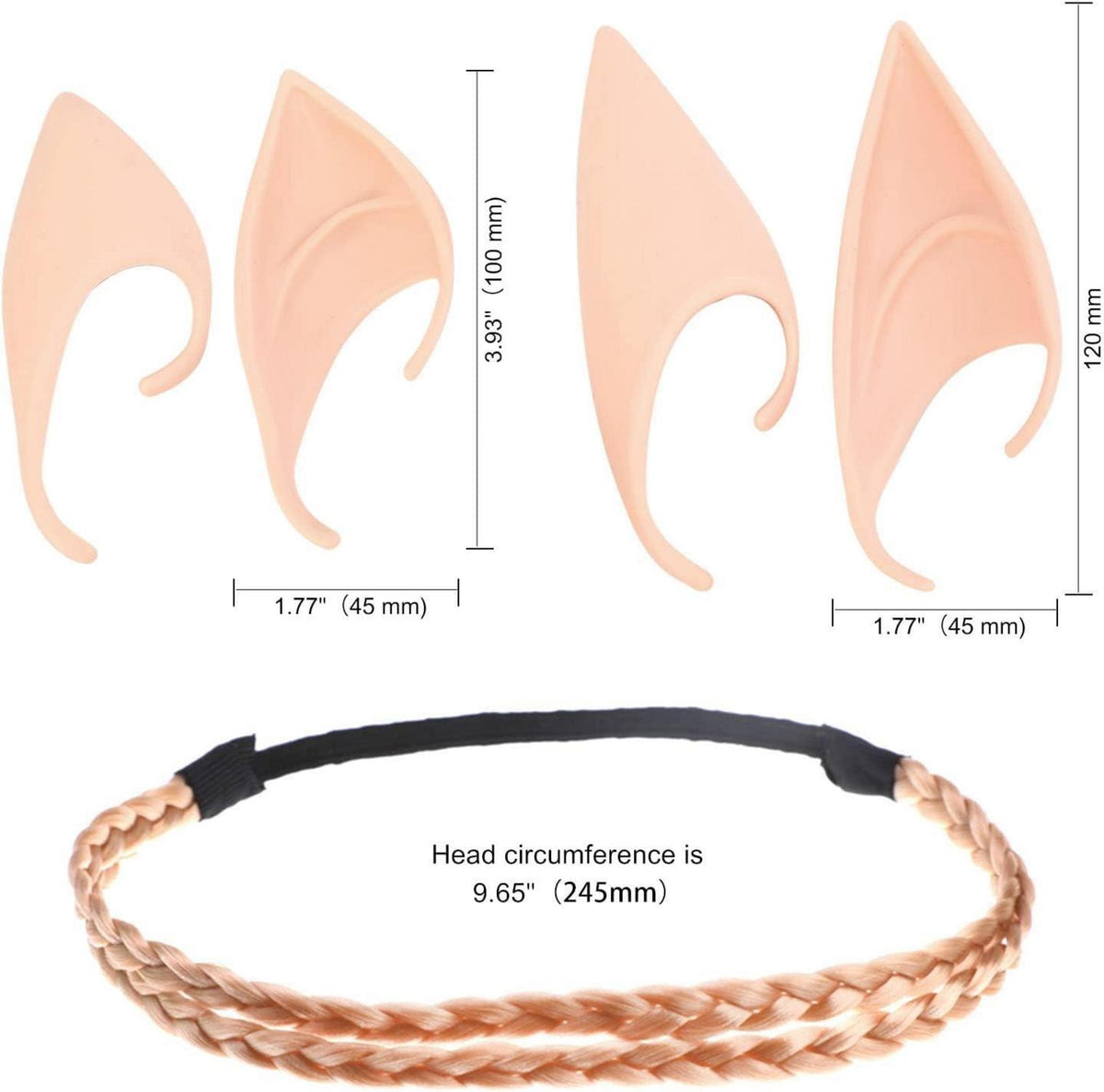 Elfen Kostüm Set Latex Ohren Spitzohren Haarband Karneval Halloween