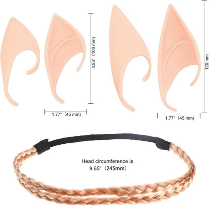 Elfen Kostüm Set Latex Ohren Spitzohren Haarband Karneval Halloween
