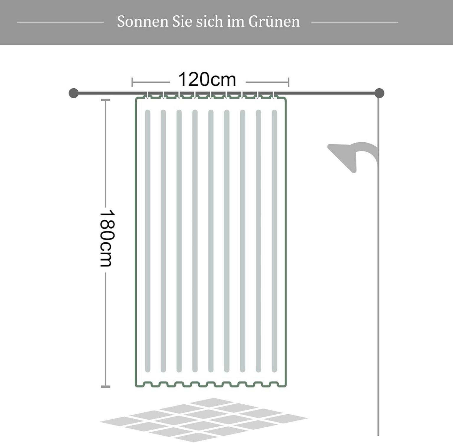 Duschvorhang Anti-Schimmel 120x180 grüne Blätter Pflanzen Polyester Waschbar