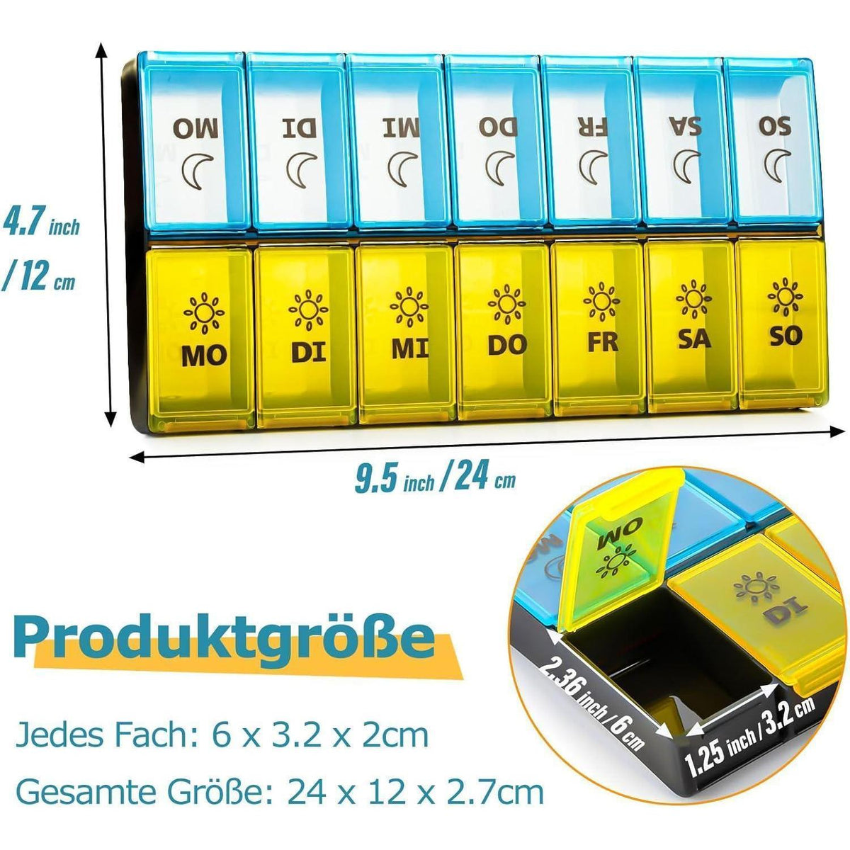 Tablettenbox 7 Tage Morgens Abends – Große Pillendose