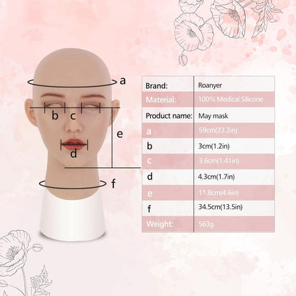 Silikonmaske für Damen und Herren, Cosplay, Halloween, Crossdressing