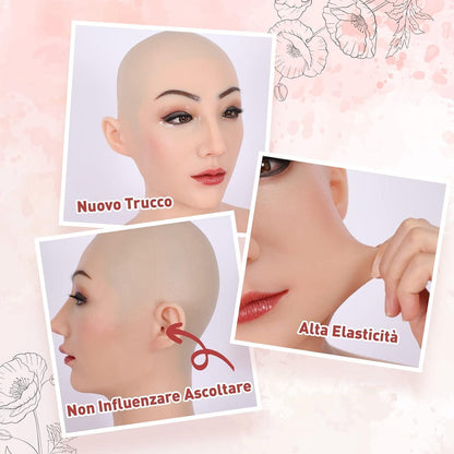 Silikonmaske für Damen und Herren, Cosplay, Halloween, Crossdressing