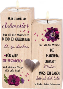 Kerzenhalter mit Herzerwärmendem Zitat für Schwester Geburtstag