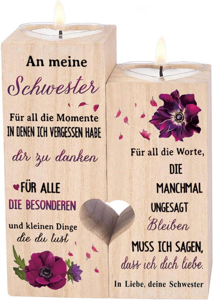 Kerzenhalter mit Herzerwärmendem Zitat für Schwester Geburtstag