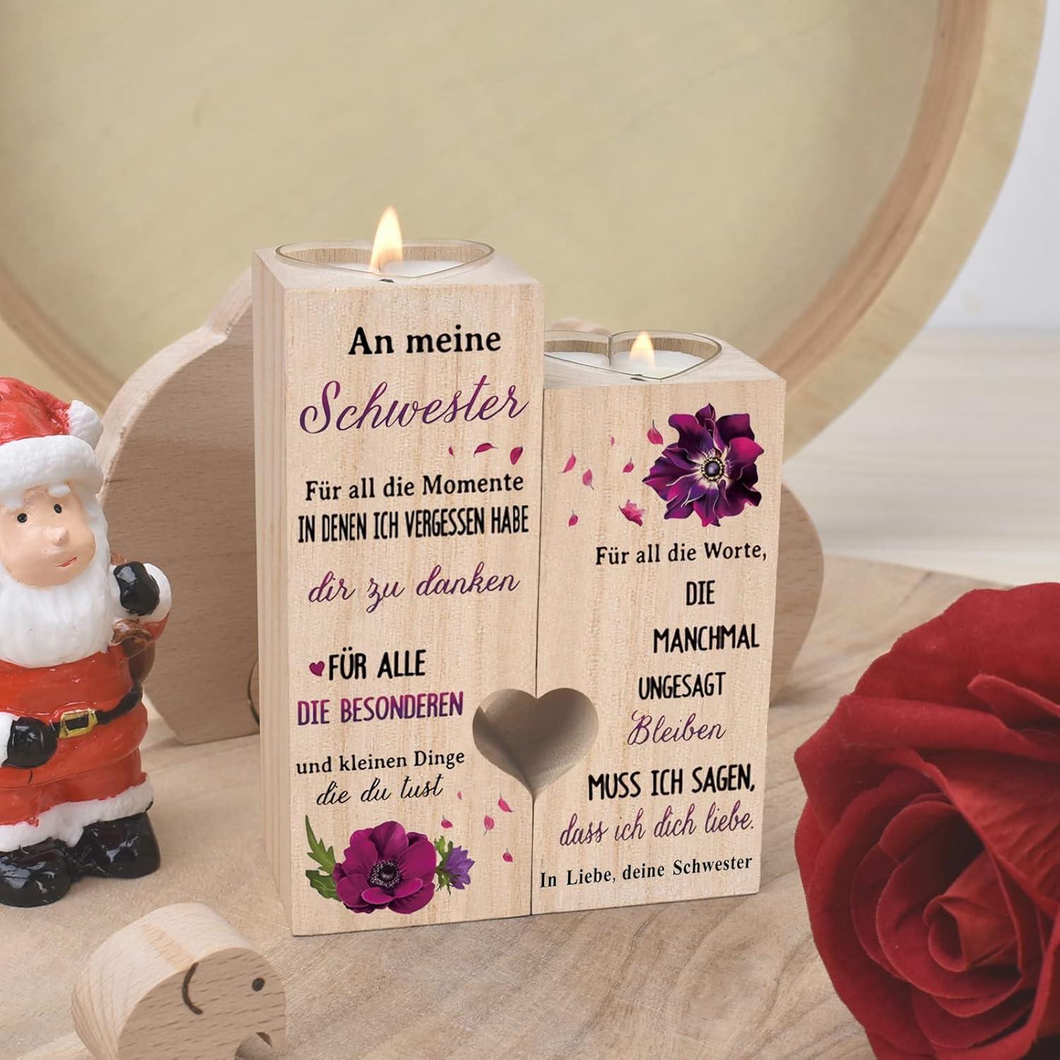 Personalisierte Schwester Kerzenhalter Geschenk Geburtstag Frauen