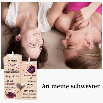 Personalisierter Schwester Kerzenhalter Holz Teelichthalter Geschenk