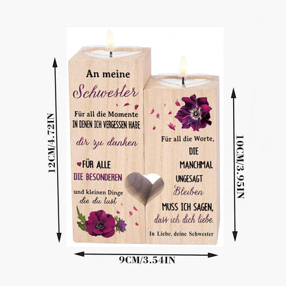 Personalisierter Schwester Kerzenhalter Holz Teelichthalter Geschenk