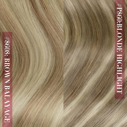 Echthaar Clip-in Extensions Ombre Braun Blond 45cm