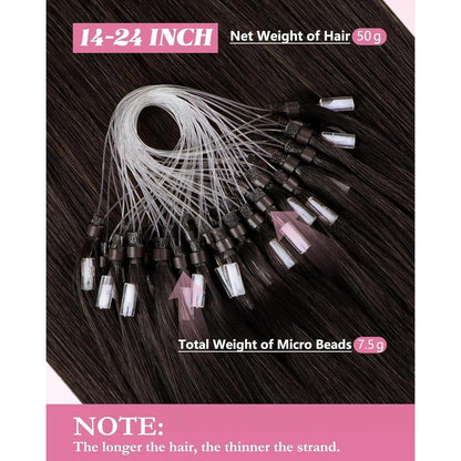 Echthaar Haarverlängerung Braun 50cm – Micro Ring Extensions
