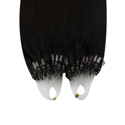 Echthaar Haarverlängerung Braun 50cm – Micro Ring Extensions