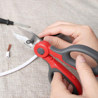 Elektrikerschere mit Edelstahl-Klingen und Gummigriff, 14,5