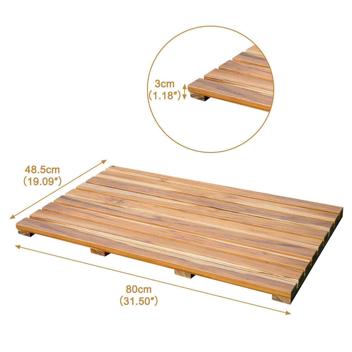 Teakholz Duschmatte rutschfest 80x50cm – Badematte für Badezimmer & Sauna
