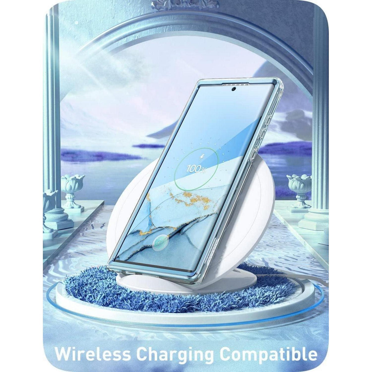Schutzhülle Samsung S22 Ultra mit Displayschutz, Glitzer Schmetterling Blau