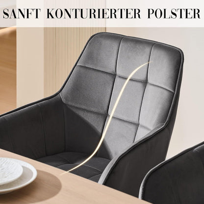 Drehbare Esszimmerstühle 2er Set Samt Dunkelgrau