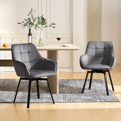 Drehbarer Esszimmerstuhl Set Dunkelgrau Samt 4er Set