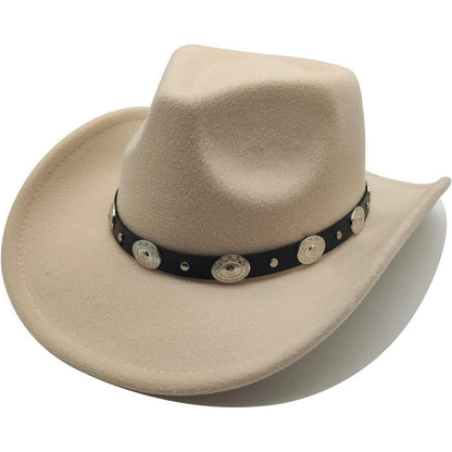 Herren Cowboy Hut Fedora Sonnenhut Band Schwarz in Lederoptik
