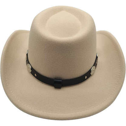Herren Cowboy Hut Fedora Sonnenhut Band Schwarz in Lederoptik