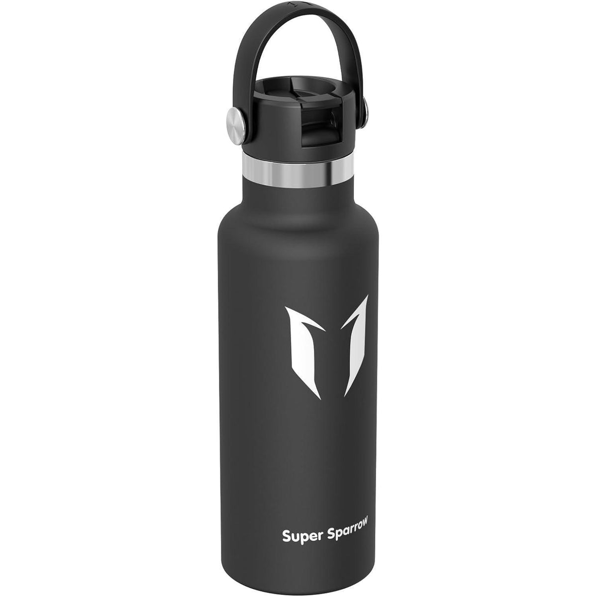 Edelstahl Thermosflasche mit Strohhalm 500ml Schwarz