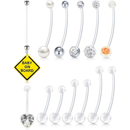 Schwangerschaft Acryl Bauchnabelpiercing Set 14G 25mm