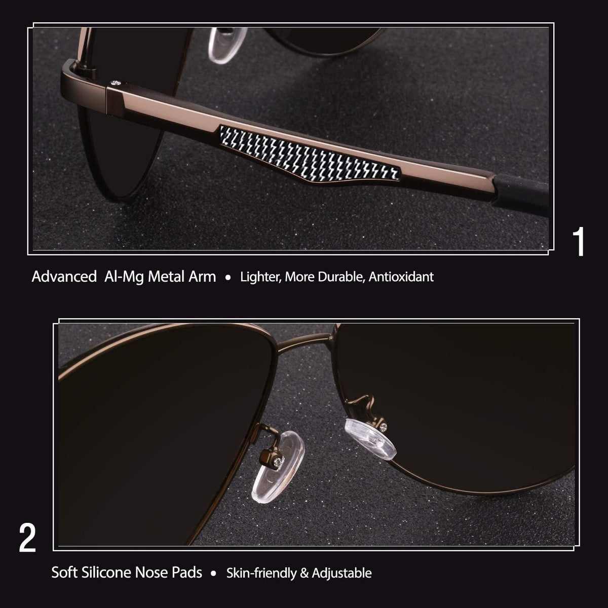 Polarisierte Pilotenbrille UV400 Sonnenbrille Flieger Braun
