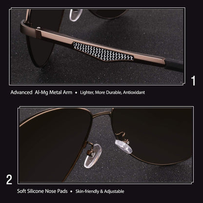 Polarisierte Pilotenbrille UV400 Sonnenbrille Flieger Braun
