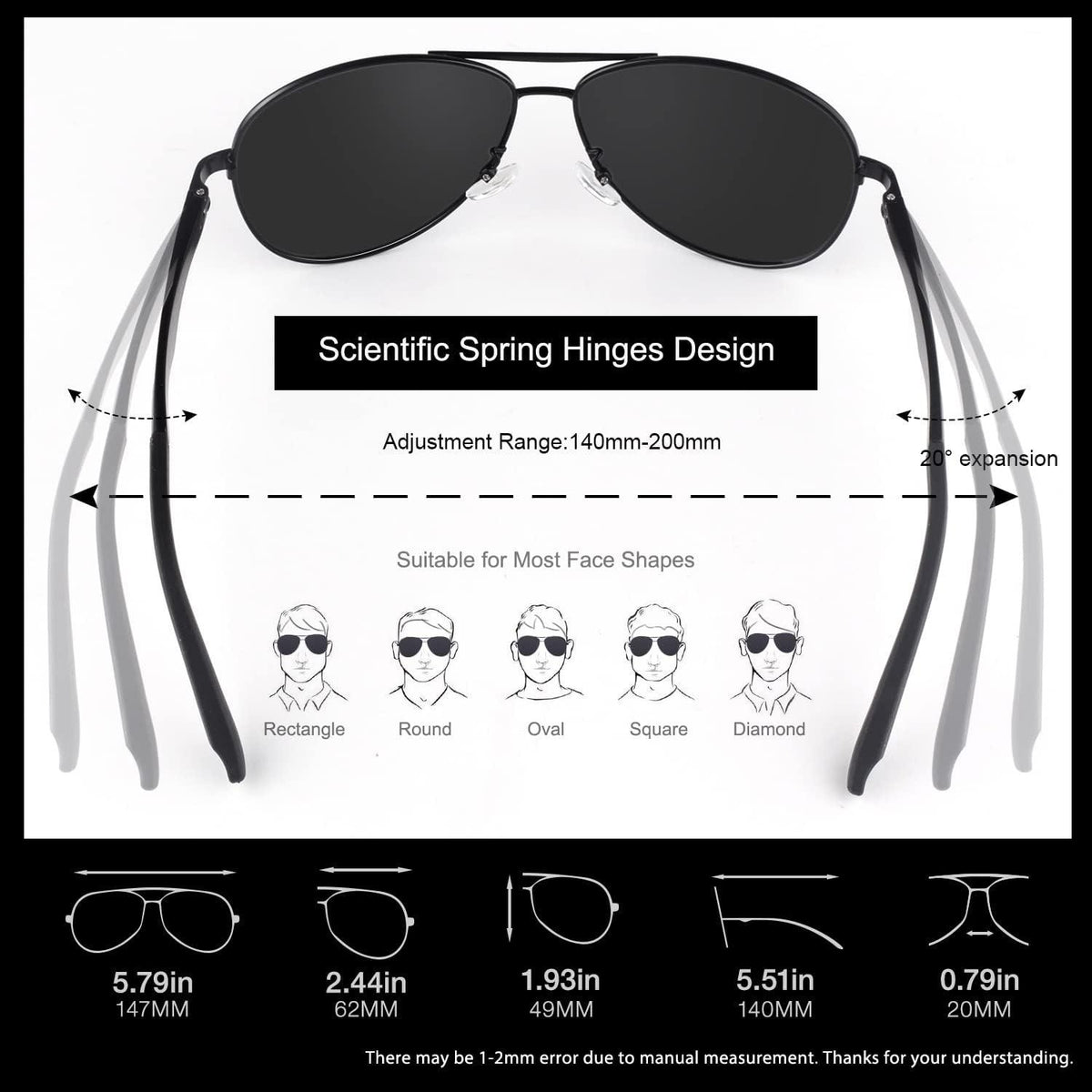 Pilotenbrille Herren Polarisiert UV400 Piloten Flieger Sonnenbrille Braun
