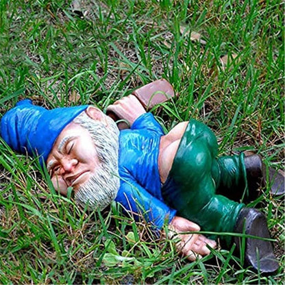 Kreativer Betrunkener Gartenzwerg Harz Außen-Deko Blau