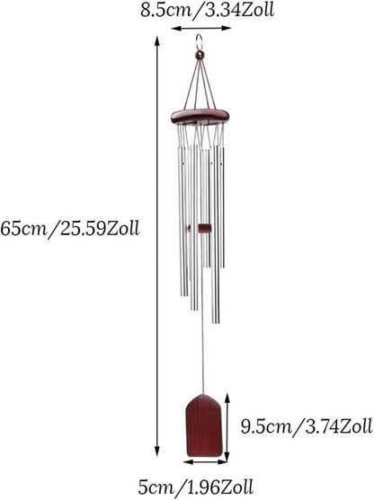 Windspiel Aluminiumlegierung 6 Rohre 65cm Garten Deko Blau