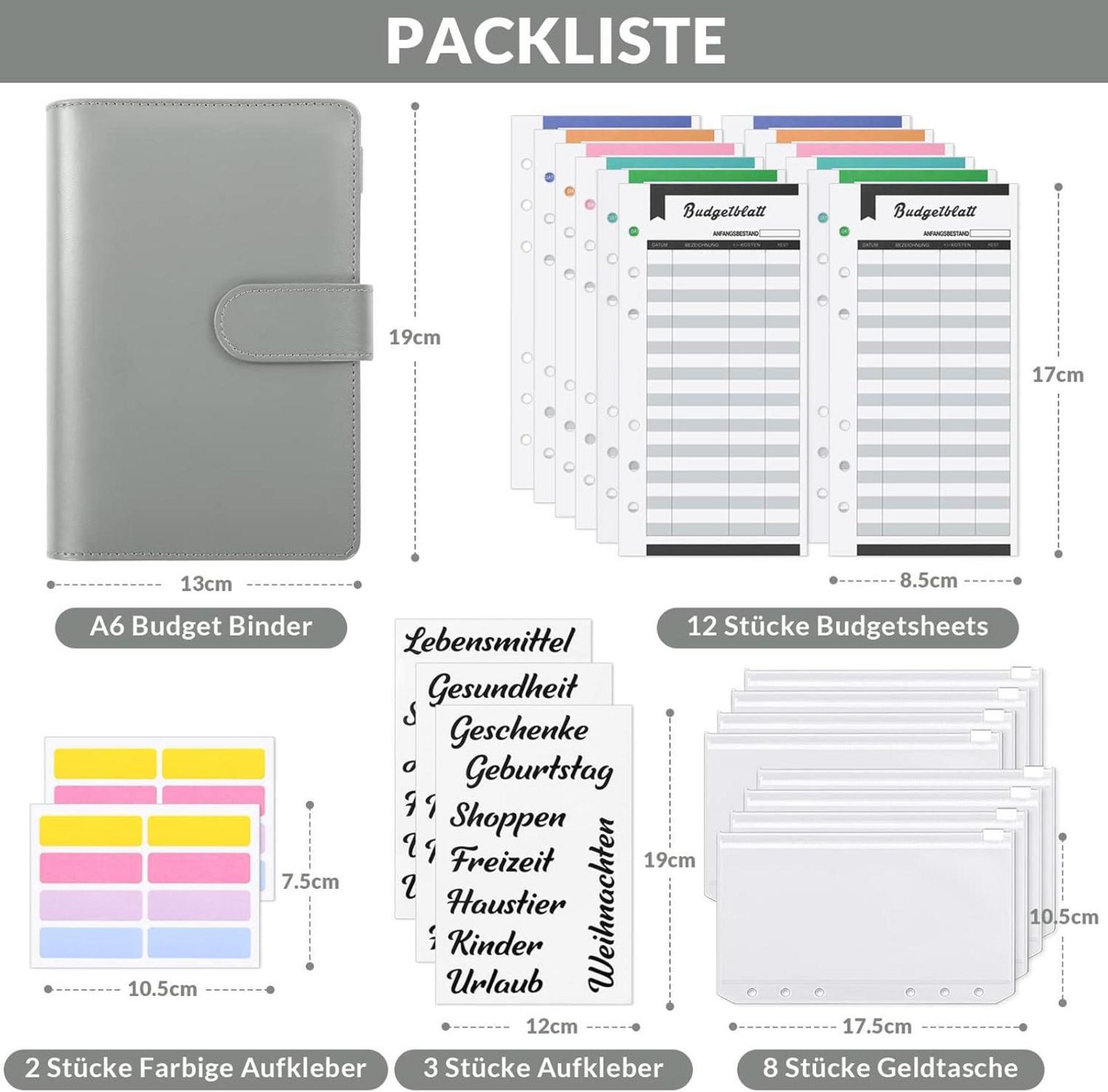 Budget Binder A6 Ringbuch Geld Sparen Mappe mit