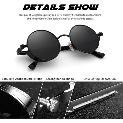 CGID Retro Steampunk Sonnenbrille Herren Damen Rund