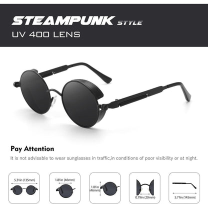CGID Retro Steampunk Sonnenbrille Herren Damen Rund